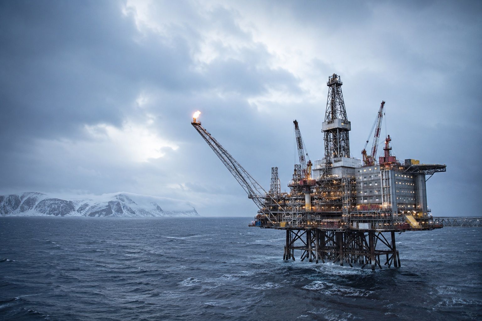 Těžební plošina společnosti Equinor v chladných vodách Severního moře